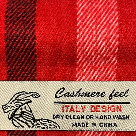🛍🆕CASHMERE FEEL RED PLAID SCARF - Picture 4 of 5